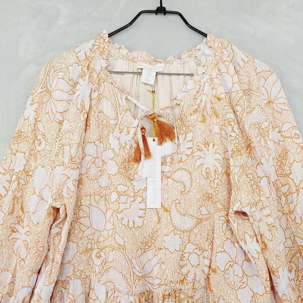 New House Of Harlow 1960 Metallic Paisley Long Sleeve Mini Dress  P6174 - Picture 4 of 9